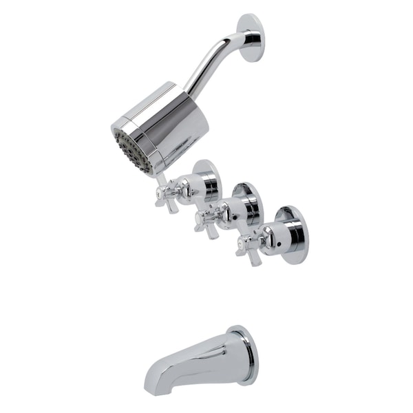 Kingston Brass KBX8131ZX Three-Handle Tub and Shower Faucet, Polished Chrome KBX8131ZX - main